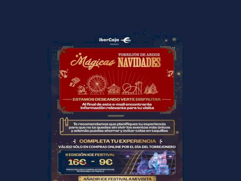 Torrejón – Astăzi, Torrejoneros, pe lângă accesul gratuit la Parcul Mágicas Navidades, va avea reduceri de până la 50% la Festivalul Gheații…