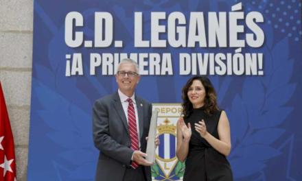 Díaz Ayuso, după promovarea lui CD Leganés: „Comunitatea Madrid se poate lăuda că are cinci echipe în Prima Divizie”