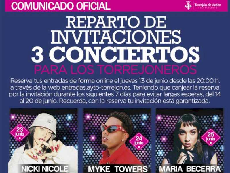 Torrejón – Numai Torrejoneros cu invitație va putea accesa concertele lui Myke Towers, Maria Becerra și Nicki Nicole, care vor putea…