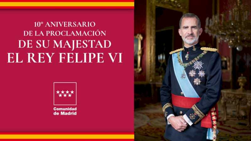 Comunitatea Madrid comemorează a zecea aniversare de la proclamarea regelui Felipe al VI-lea