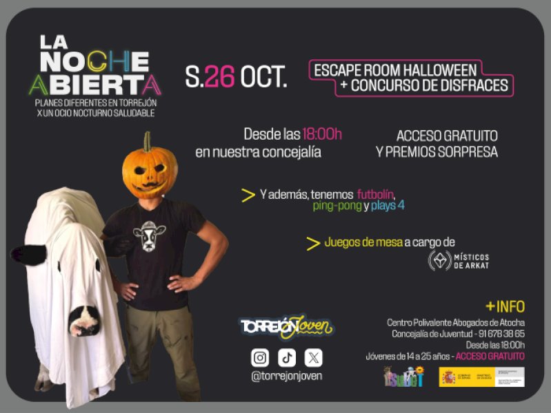 Torrejón – Emociones fuertes y desafíos intrigantes en “La Noche Abierta” de este sábado, 26 de octubre, que llega con un escape room de Ha…