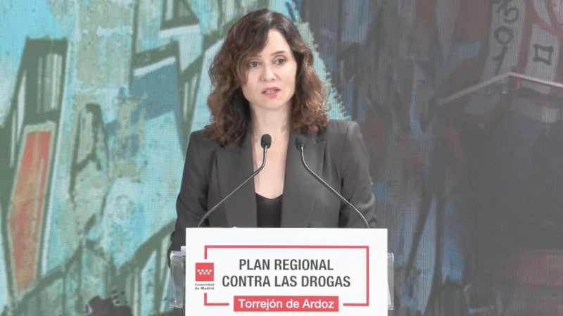 Díaz Ayuso presenta el Plan Regional contra las Drogas con especial atención a los jóvenes y 75 medidas dirigidas a la prevención y concienciación