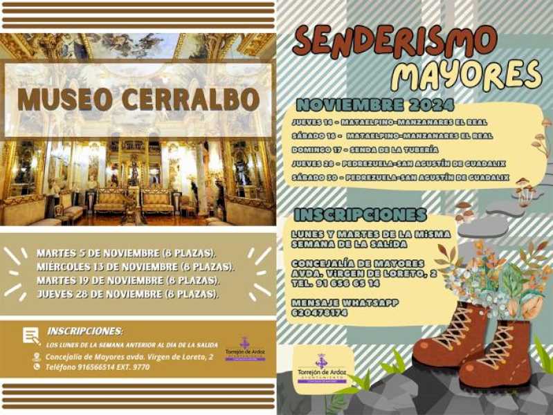 Torrejón – Durante este mes de noviembre, continúan las actividades para los mayores torrejoneros con el Programa de Senderismo, las visita…