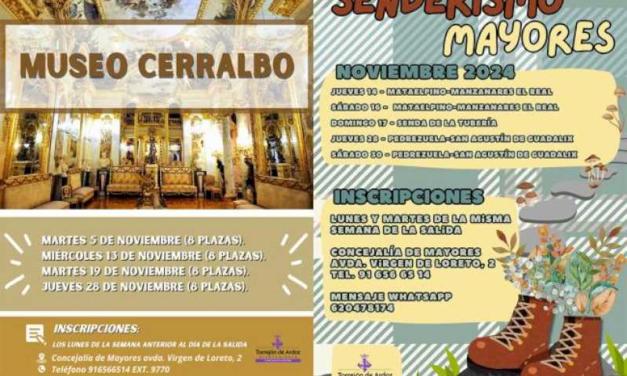 Torrejón – Durante este mes de noviembre, continúan las actividades para los mayores torrejoneros con el Programa de Senderismo, las visita…