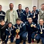 Arganda – Alberto Escribano recibe al equipo de fútbol adaptado del Arganda Futsal tras proclamarse campeones de España