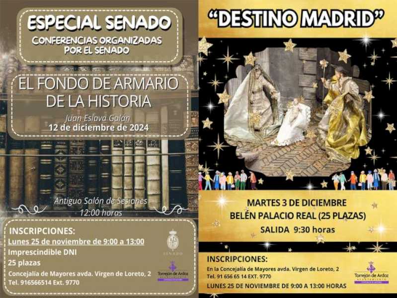 Torrejón – Continúan las actividades para los mayores torrejoneros con “Destino Madrid”, que trae  dos interesantes salidas culturales y qu…