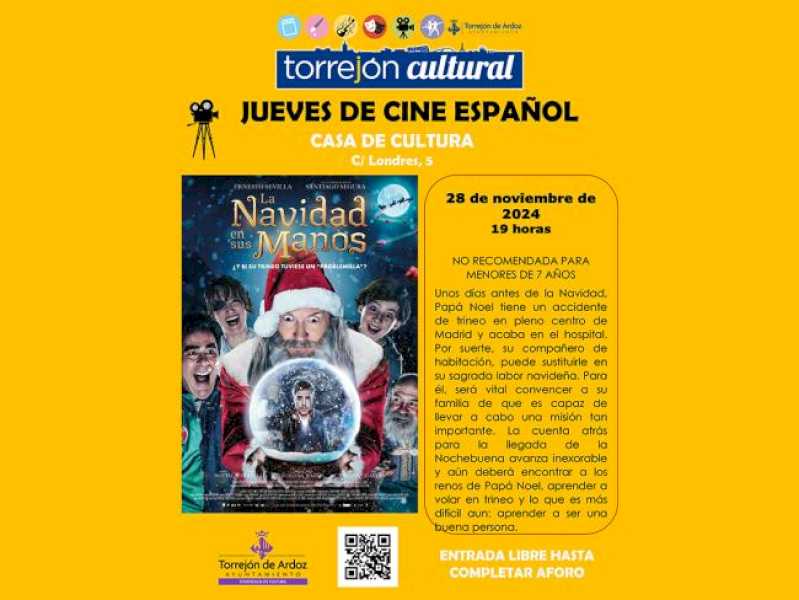 Torrejón – Mañana jueves, 28 de noviembre, nueva sesión del ciclo “Jueves de Cine Español” con la proyección de película “La Navidad en sus…