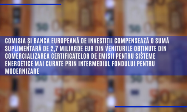 Comisia și Banca Europeană de Investiții compensează o sumă suplimentară de 2,7 miliarde EUR prin intermediul Fondului pentru modernizare