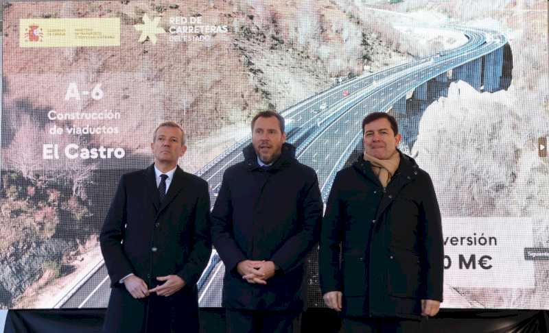 Óscar Puente preside la apertura de los nuevos viaductos de El Castro de conexión vital entre Galicia y Castilla y León