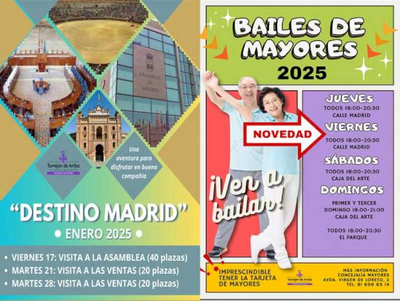 Torrejón – Continúa la nueva temporada de actividades para los mayores torrejoneros con “Destino Madrid” o los bailes como grandes protagon…