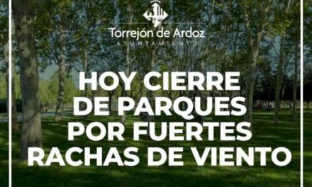 Torrejón – Debido al aviso por fuertes rachas de viento, hoy, martes, 28 de enero, se cierran todos los parques de Torrejón de Ardoz