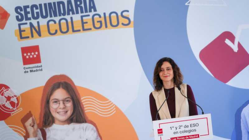 Díaz Ayuso anuncia una inversión de 4 millones para adaptar 52 colegios públicos que impartirán Secundaria el próximo curso