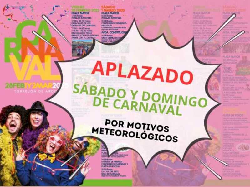 Torrejón – COMUNICADO: Aplazado sábado y domingo de Carnaval por motivos meteorológicos